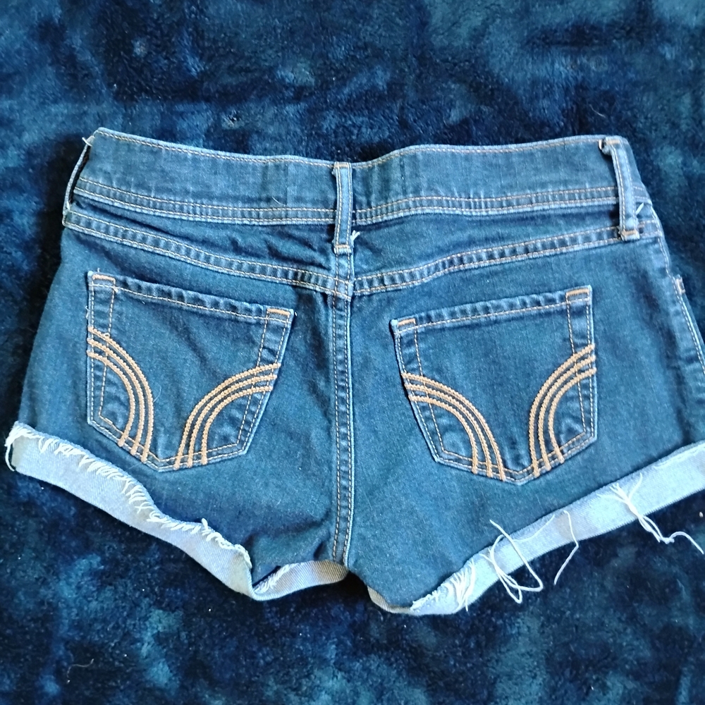 Hollister Blue Jean Shorts with Distressed Hem